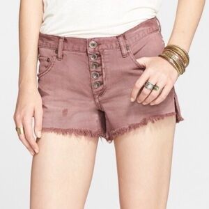Free People Runaway Slouchy Button  -Fly Shorts Dusty Pink Size 26 #826